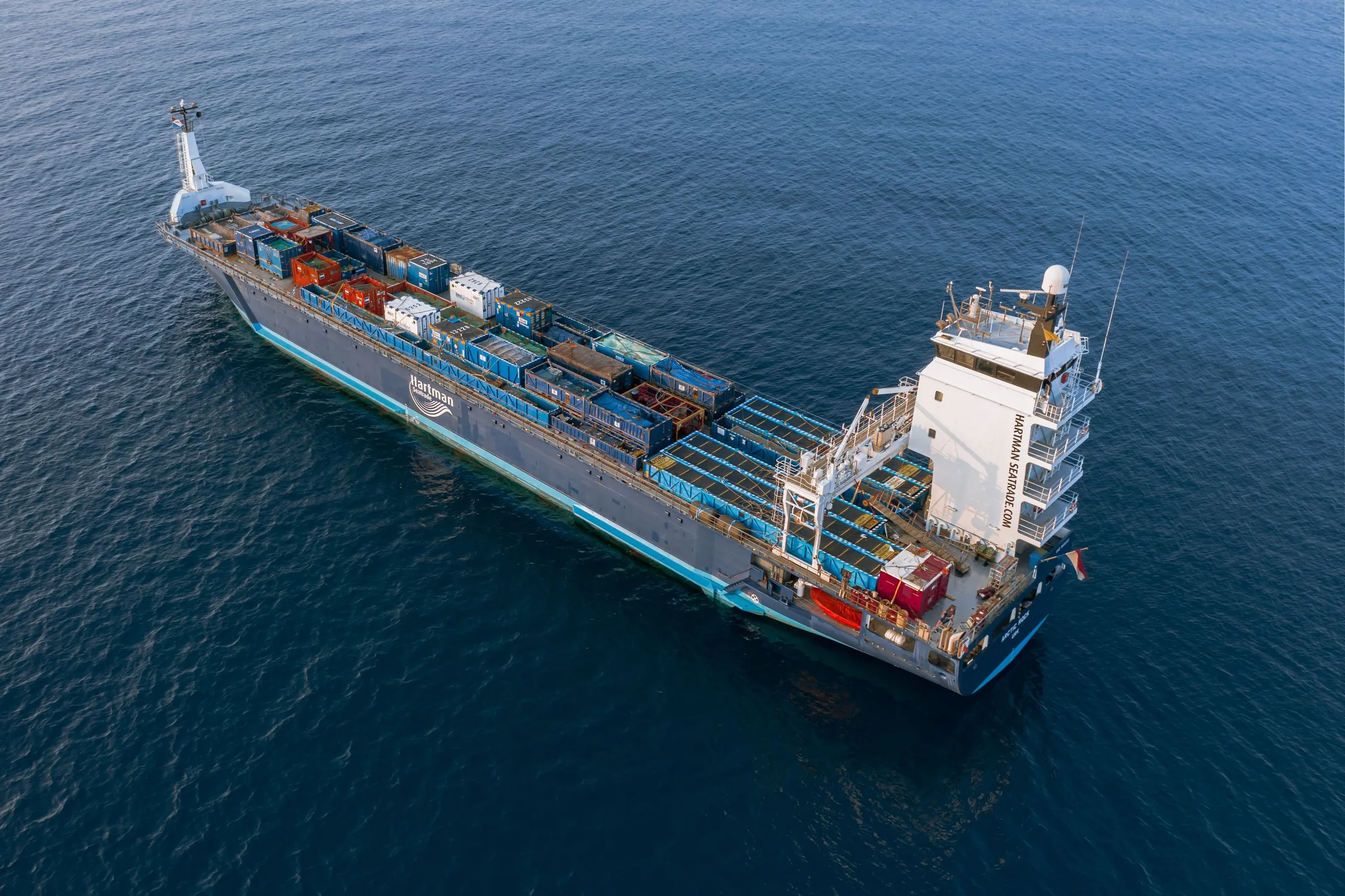 Cargo vessel under way on open water